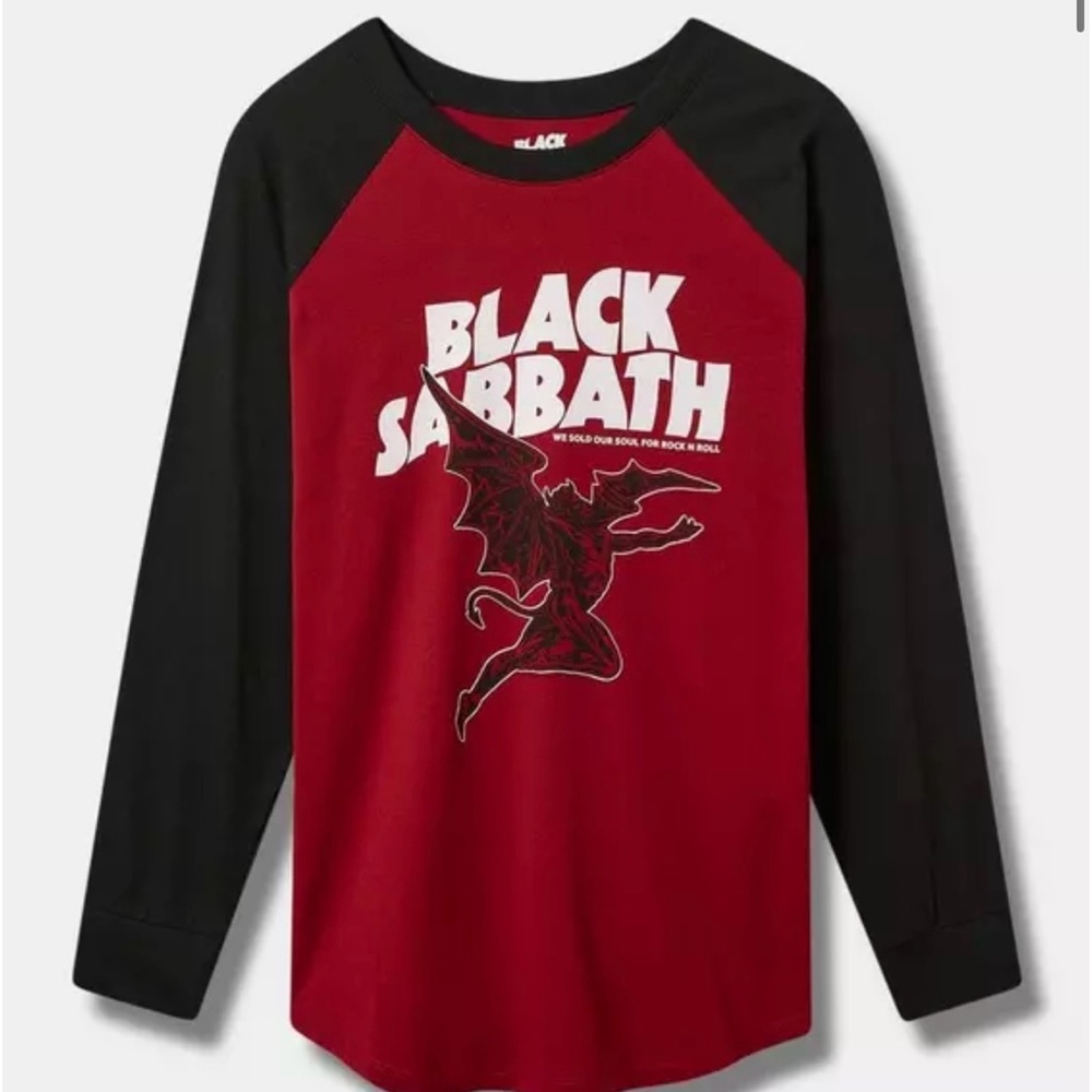 Torrid Black Sabbath Red and Black Long Sleeve Shirt